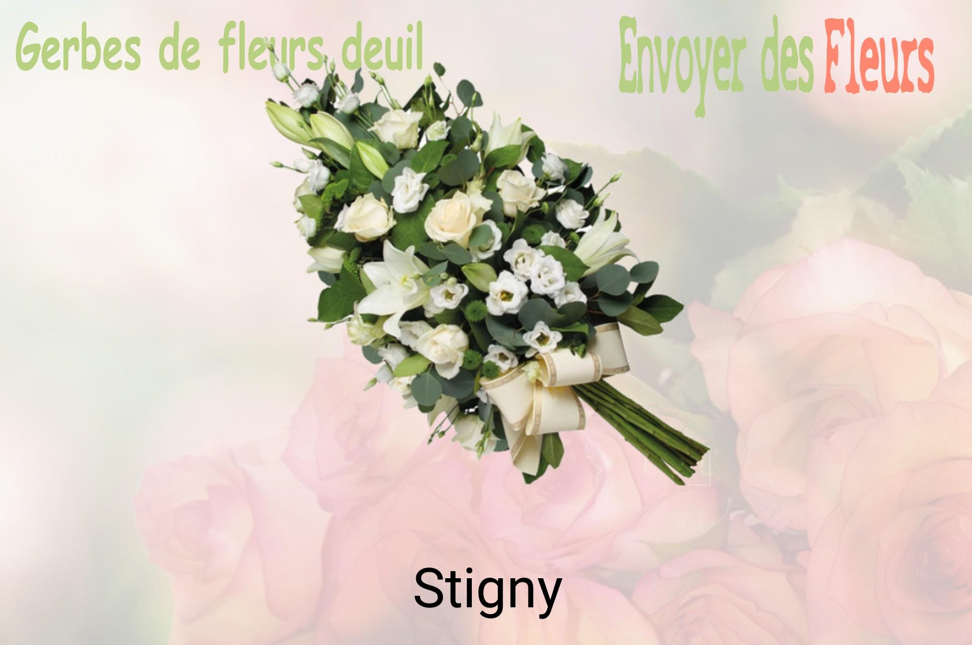Gerbe de fleurs de deuil livrée à Stigny